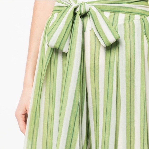 PatBO Green Striped Wide Leg Tie Waist Pants Resort Wear Palazzo Trousers Sz. 0 - Picture 8 of 15